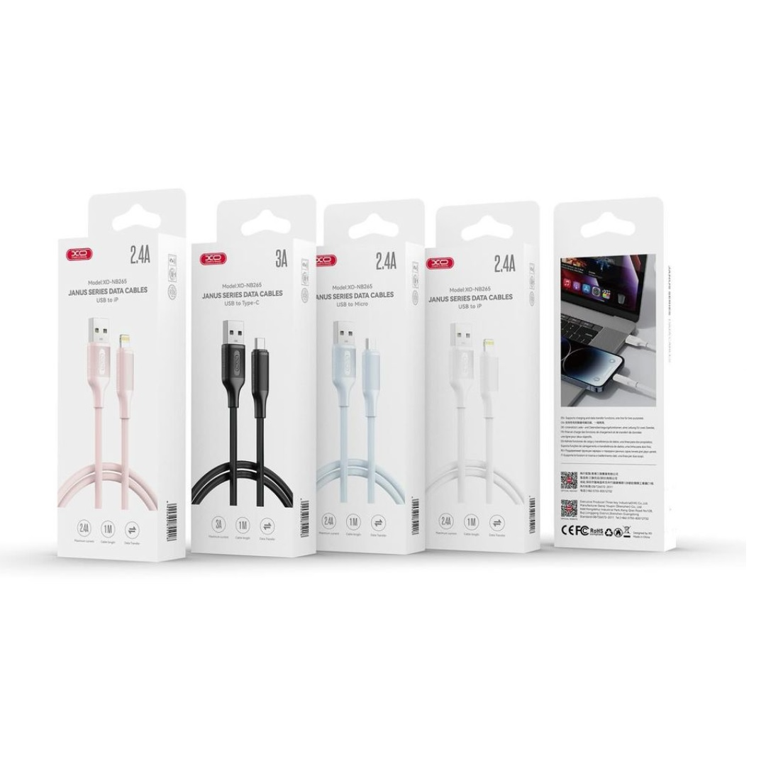 Kabl za podatke i punjenje USB-A - USB-C XO Design NB265, 18W, 1m, Bela