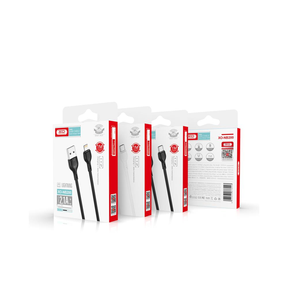 Kabl za podatke i punjenje USB-A - Lightning XO Design NB200, 10W, 1m, Crni