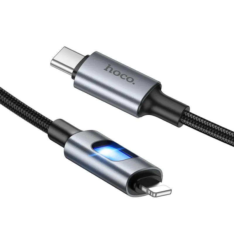 USB-C - Lightning HOCO U144 Led kabl za prenos podataka i punjenje, 27W, 1.2m, Crni
