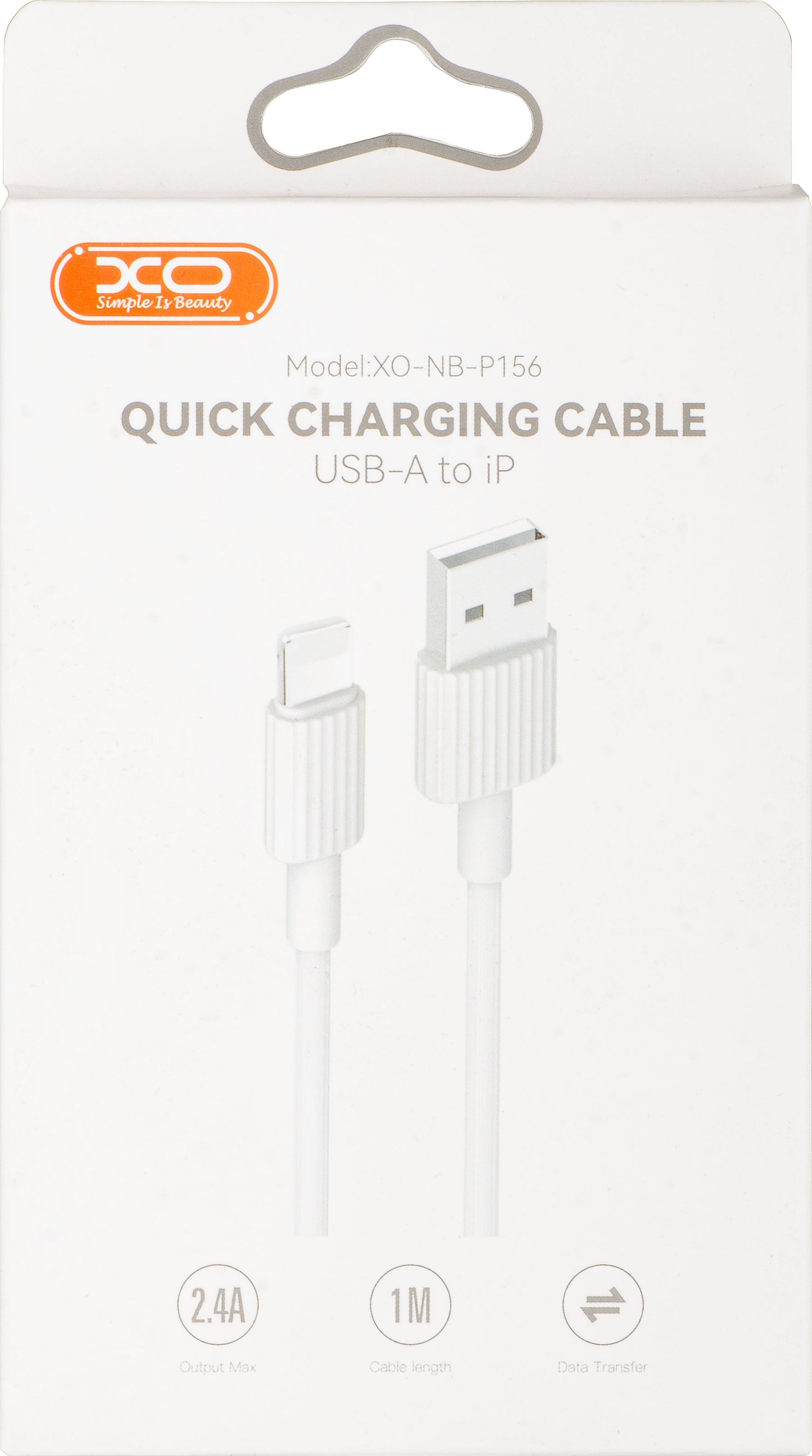Kabl za prenos podataka i punjenje USB-A - Lightning XO Design NB156, 18W, 1m, Beli