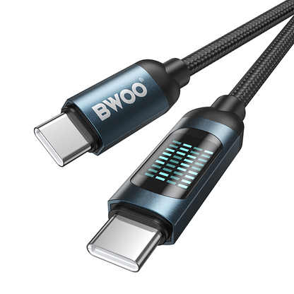 USB-C - USB-C kabl za prenos podataka i punjenje BWOO BO-X304 Led, 60W, 1m, Crni