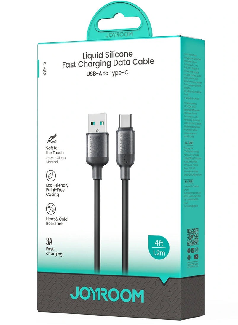 USB-A - USB-C kabl za prenos podataka i punjenje Joyroom S-A62 Lively, 18W, 1.2m, Crna
