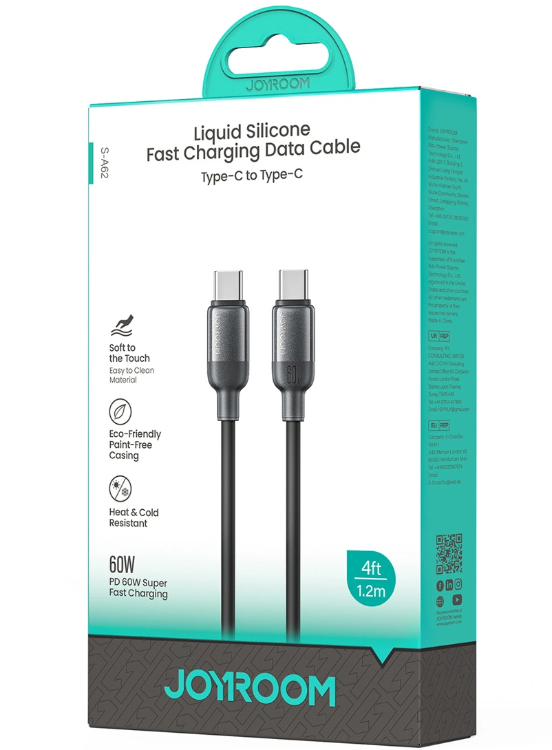 USB-C - USB-C kabl za prenos podataka i punjenje Joyroom S-A62 Lively, 60W, 1.2m, Crna