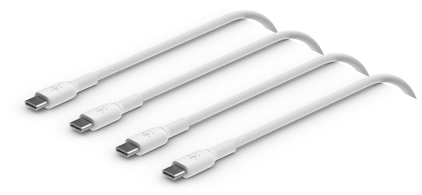 Kabl za prenos podataka i punjenje USB-C - USB-C Belkin BoostCharge, 60W, 1m, Set od 2 komada, Bela CAB003bt1MWH2PK