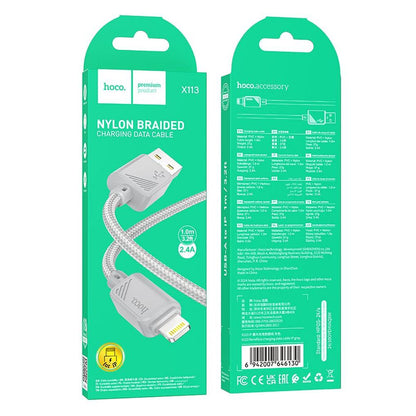 USB-A - Lightning HOCO X113 kabl za prenos podataka i punjenje, 18W, 1m, Siva