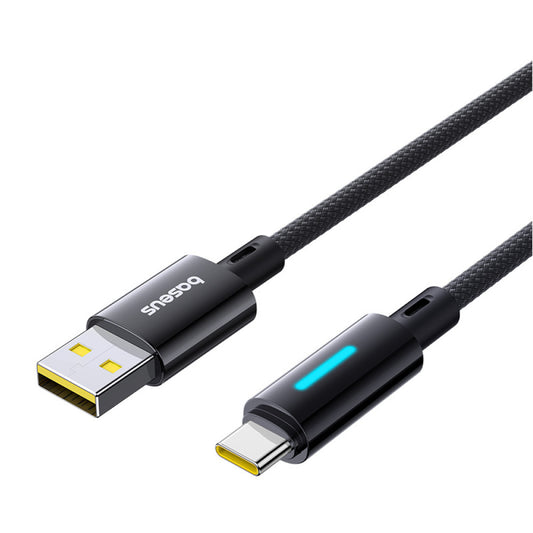 Kabl za podatke i punjenje USB-A - USB-C Baseus Lit Button Control, 100W, 2m, Crni P10379002121-01