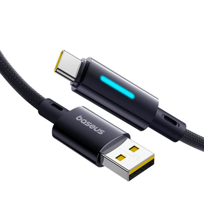Kabl za podatke i punjenje USB-A - USB-C Baseus Lit Button Control, 100W, 2m, Crni P10379002121-01