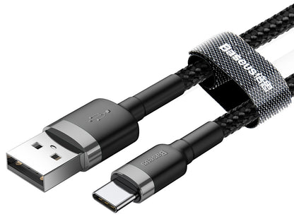 Kabl za Prenos Podataka i Punjenje USB-A - USB-C Baseus Cafule, 60W, 1m, Sivi CATKLF-BG1