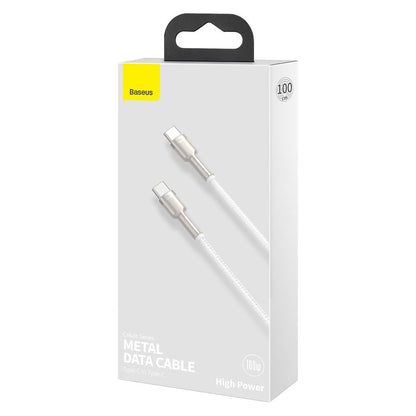Kabl za Prenos Podataka i Punjenje USB-C - USB-C Baseus Cafule Metal Series, 100W, 1m, Beli CATJK-C02