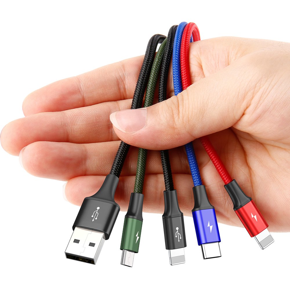 USB-A - 2 x Lightning / microUSB / USB-C Baseus Rapid 4in1 Charging Cable, 20W, 1.2m, Black CA1T4-A01