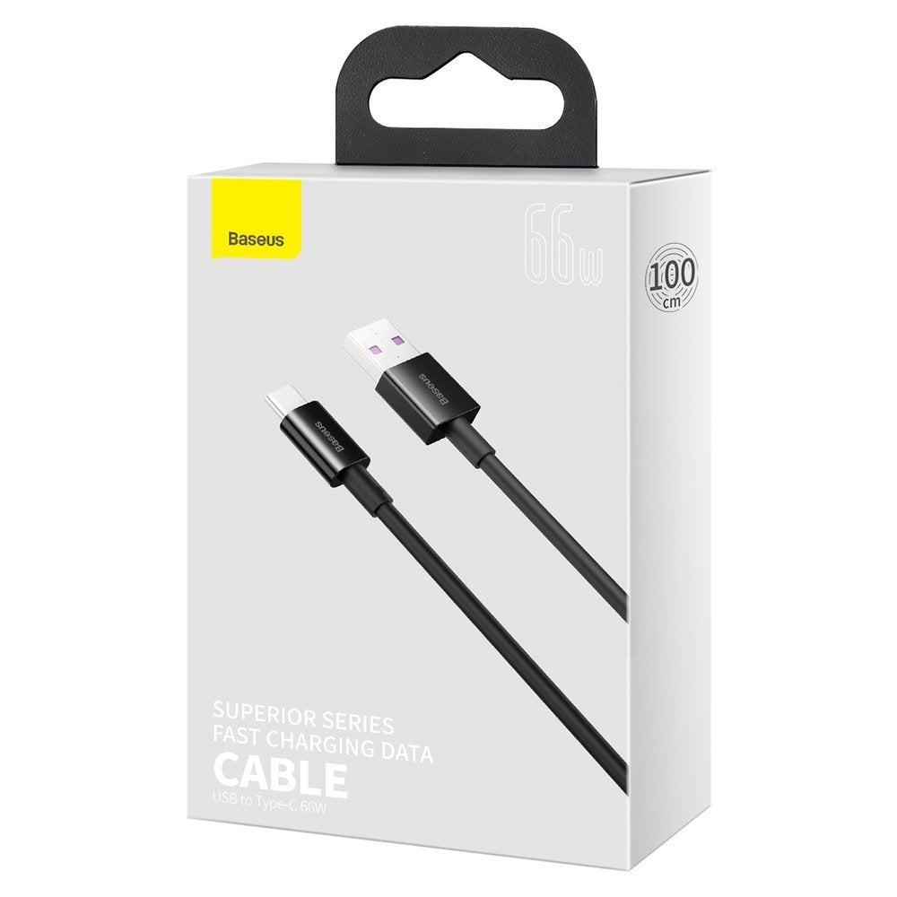 Kabel za Prijenos Podataka i Punjenje USB-A - USB-C Baseus Superior Series, 66W, 1m, Crni CATYS-01