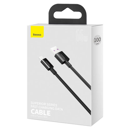 Kabel za Prijenos Podataka i Punjenje USB-A - USB-C Baseus Superior Series, 66W, 1m, Crni CATYS-01