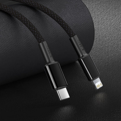 Kabl za prenos podataka i punjenje USB-C - Lightning Baseus High Density Braided, 20W, 2m, Crni CATLGD-A01
