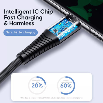 USB-A - Lightning / microUSB / USB-C Charging Cable Joyroom S-1230G4 3in1, 20W, 1.2m, Black