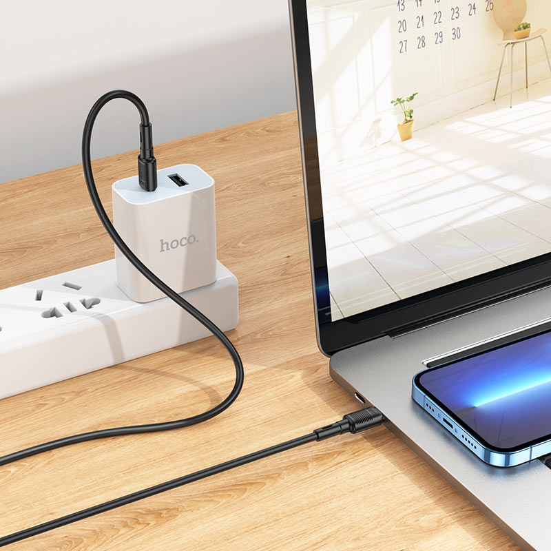 Kabl za Prenos Podataka i Punjenje USB-C - USB-C HOCO X83 Victory, 60W, 1m, Crni
