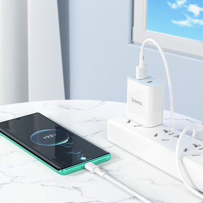 Kabl za prenos podataka i punjenje USB-A - USB-C HOCO X83 Victory, 20W, 1m, Bel