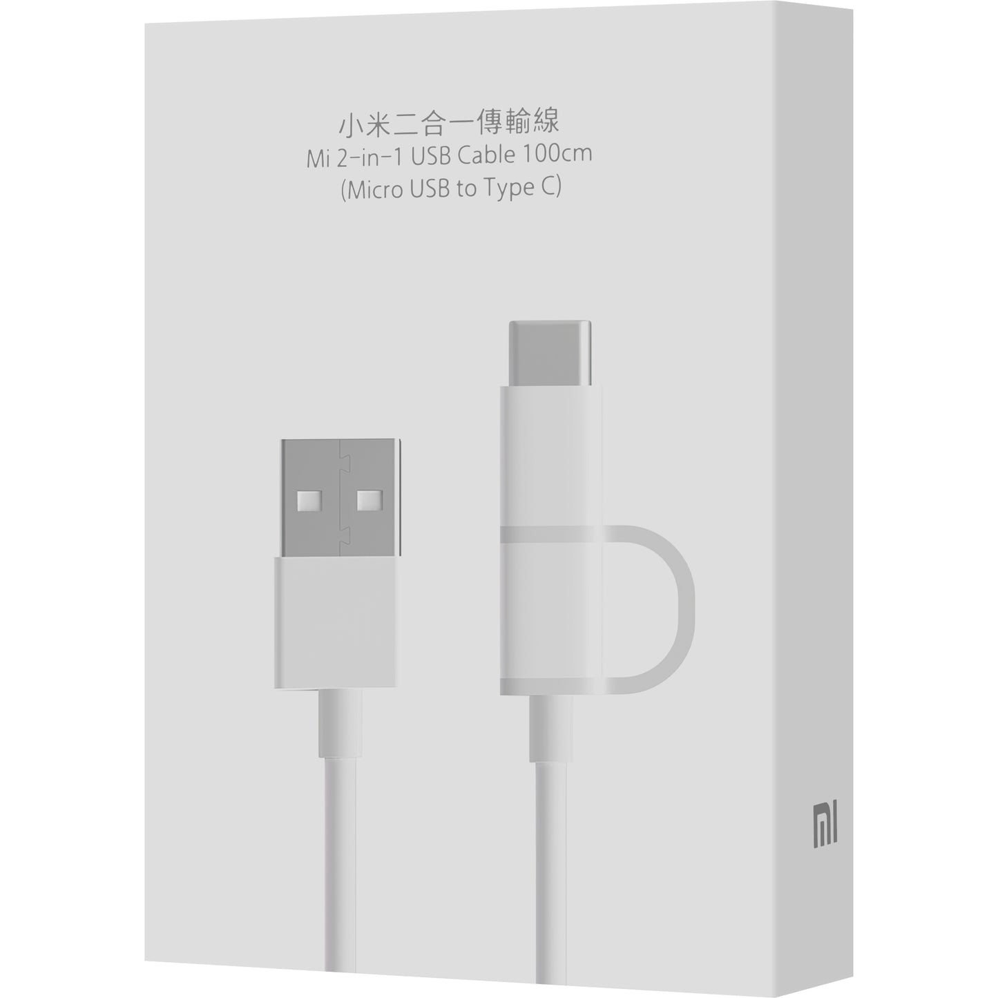 Data and Charging Cable USB-A - microUSB / USB-C Xiaomi Mi 2in1, 18W, 1m, White SJV4082TY 