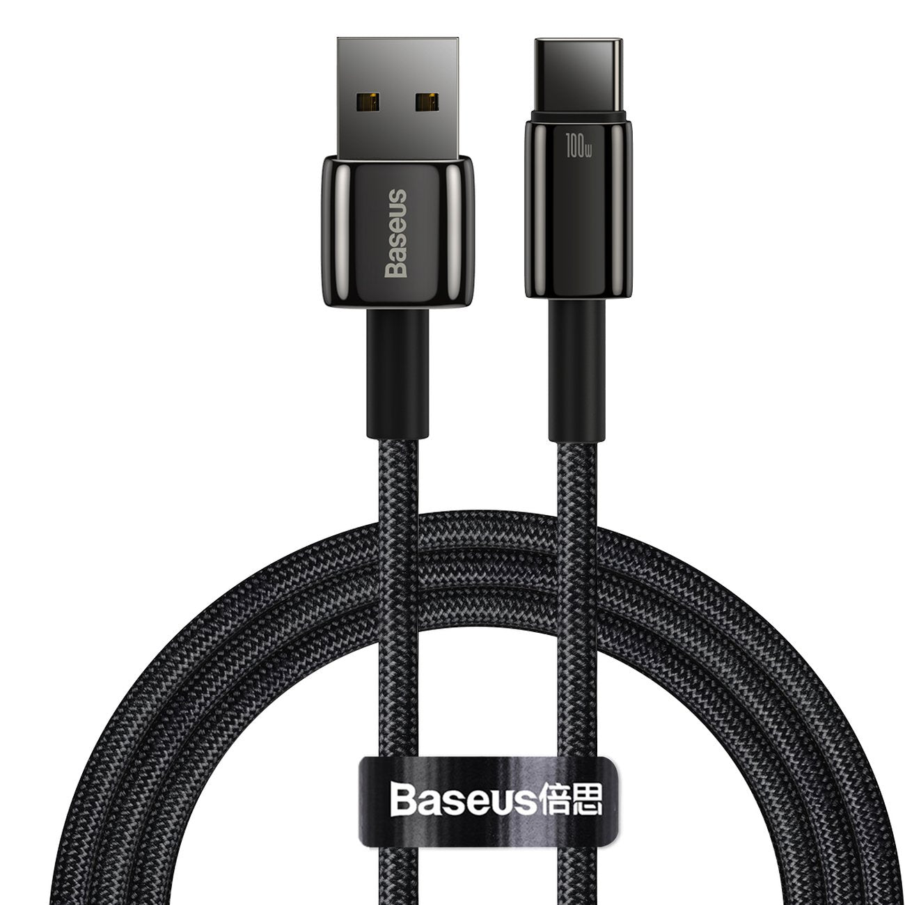 Kabel za Prijenos Podataka i Punjenje USB-A - USB-C Baseus Tungsten Gold, 100W, 1m, Crni CAWJ000001