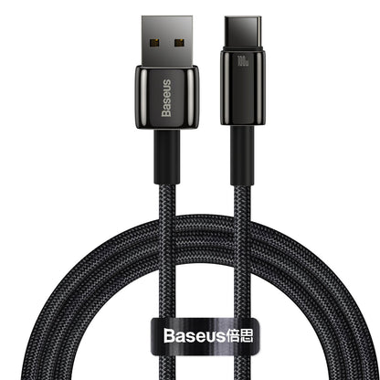 Kabel za Prijenos Podataka i Punjenje USB-A - USB-C Baseus Tungsten Gold, 100W, 1m, Crni CAWJ000001