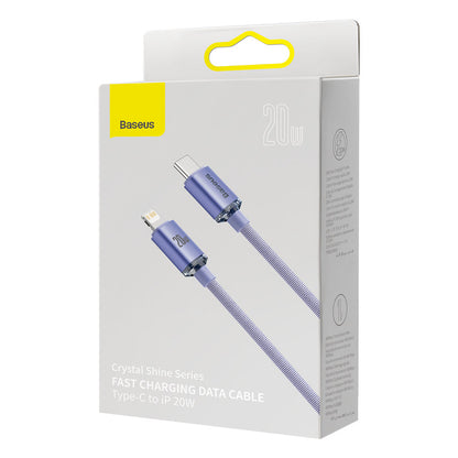 Kabl za prenos podataka i punjenje USB-C - Lightning Baseus Crystal Shine Series, 20W, 2m, Ljubičasti CAJY000305