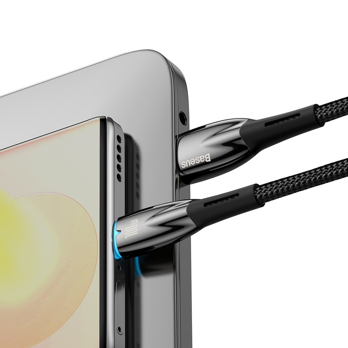 Kabel za Prijenos Podataka i Punjenje USB-A - USB-C Baseus Glimmer Series, 100W, 2m, Crni CADH000501