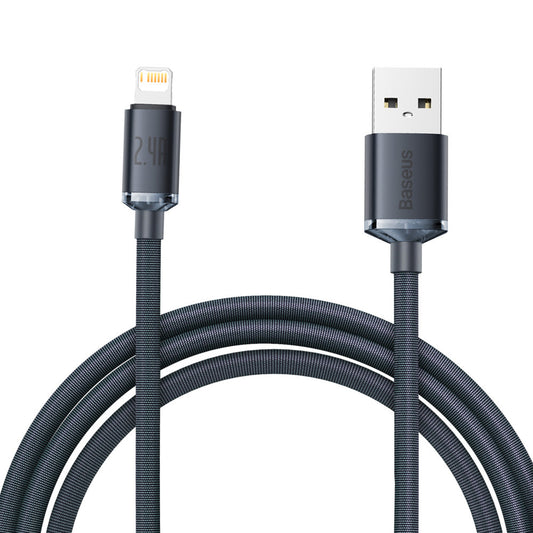 Kabel za Prijenos Podataka i Punjenje USB-A - Lightning Baseus Crystal Shine Series, 18W, 2m, Crni CAJY000101