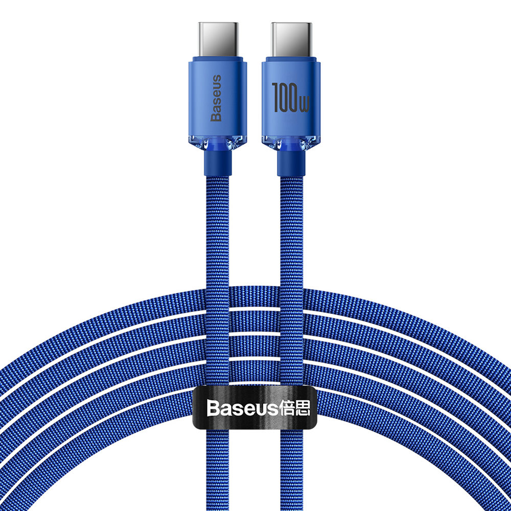 Kabl za Prenos Podataka i Punjenje USB-C - USB-C Baseus Crystal Shine Series, 100W, 2m, Plavi CAJY000703