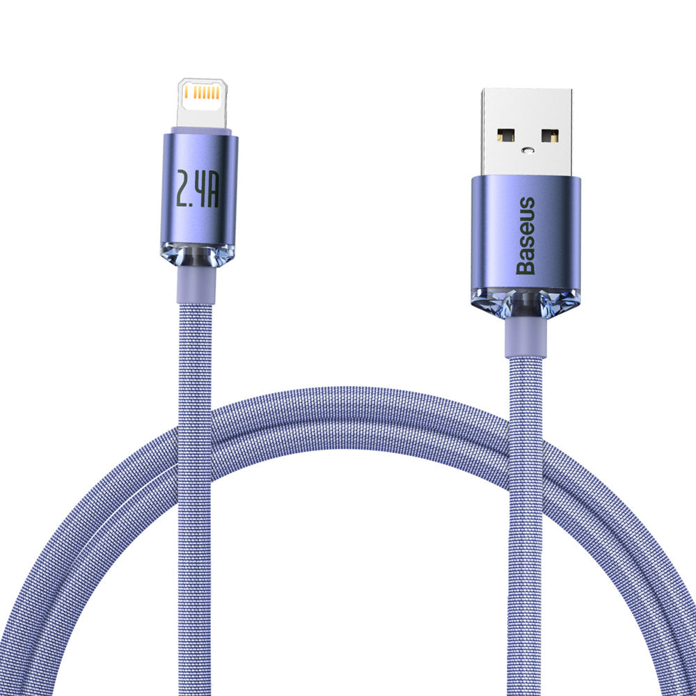 Baseus Crystal Shine Series USB-A - Lightning Data and Charging Cable, 18W, 1.2m, Purple CAJYY000005 