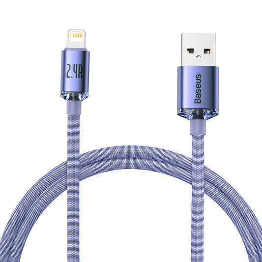 Kabel za Prijenos Podataka i Punjenje USB-A - Lightning Baseus Crystal Shine serija, 18W, 1.2m, Ljubičasti CAJY000005