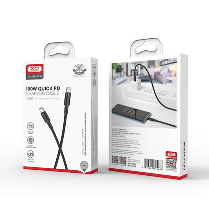 Kabl za Prenos Podataka i Punjenje USB-C - USB-C XO Design NB-Q199, 100W, 1.5m, Crni
