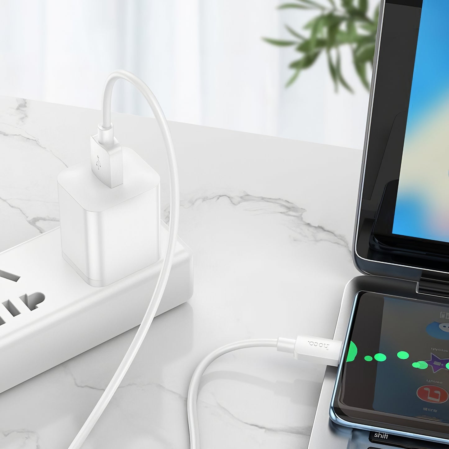 Kabl za prenos podataka i punjenje USB-A - USB-C HOCO X96, 27W, 1m, Bel