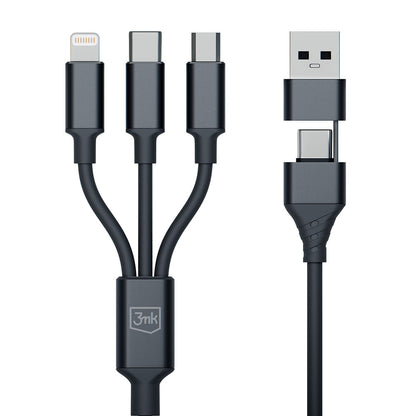 Kabl za punjenje USB-A / USB-C - Lightning / microUSB / USB-C 3MK Hyper 3in1, 12W, 1.5m, Crni