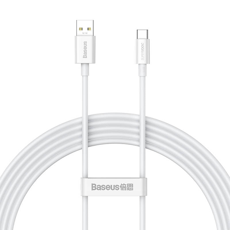 Kabel za Prijenos Podataka i Punjenje USB-A - USB-C Baseus Superior Series, 65W, 2m, Bijeli CAYS000901