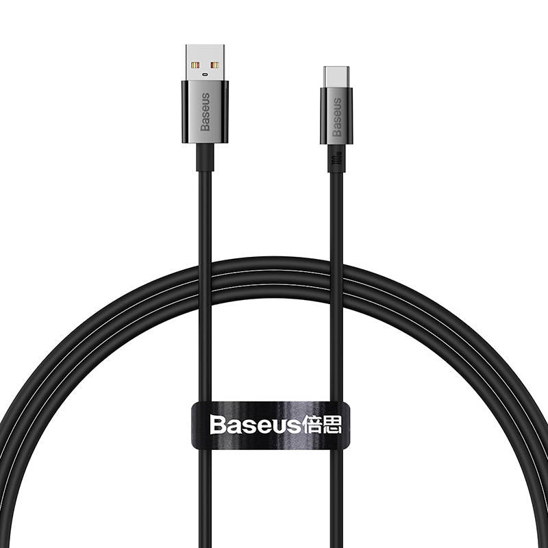 USB-A to USB-C Baseus Superior Series Data and Charging Cable, 100W, 1m, Black 