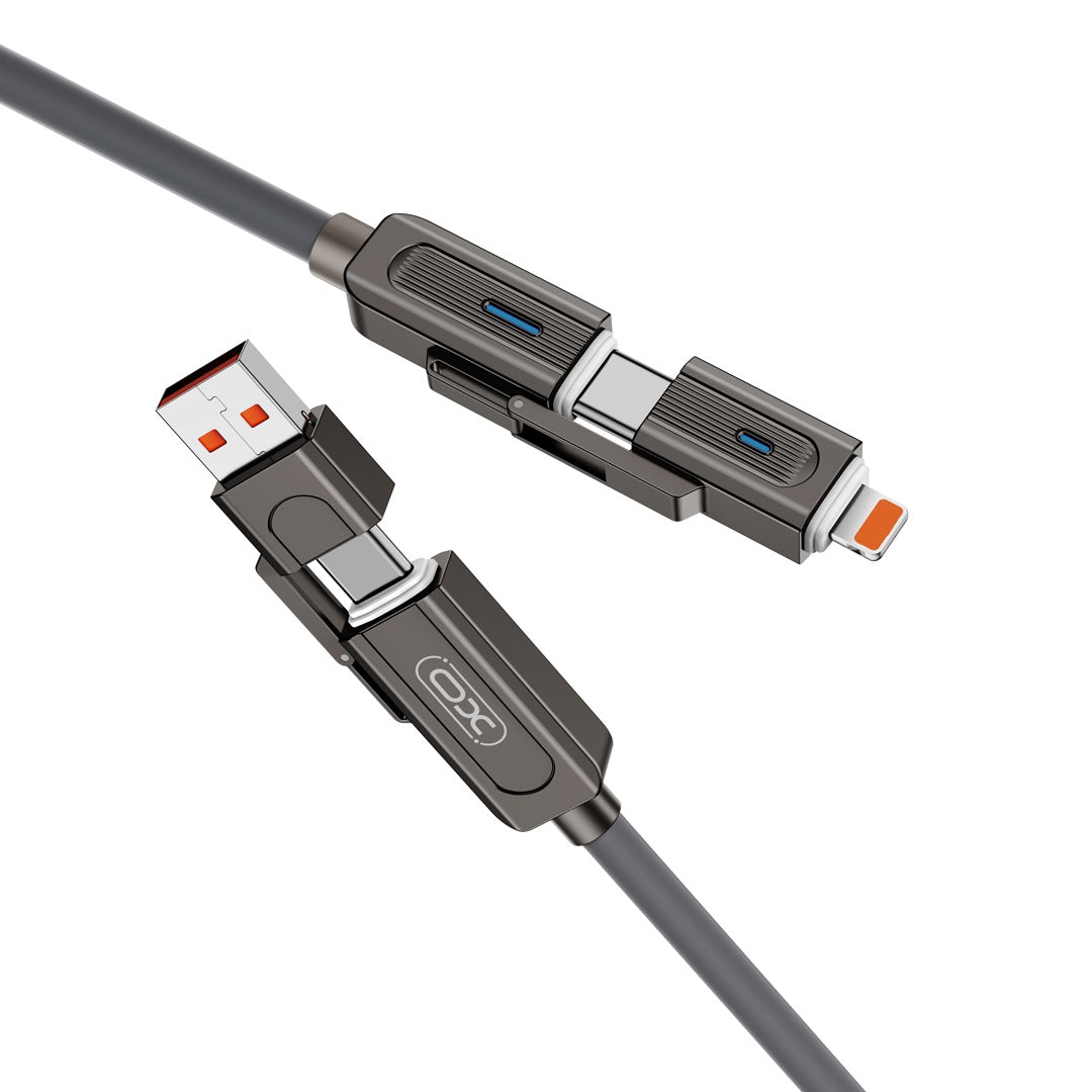 Data and Charging Cable USB-C / USB-A - USB-C / Lightning XO Design NB275 2in1, 60W, 1m, Black 