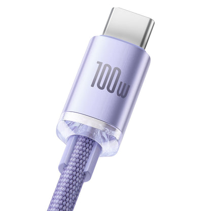 Kabel za Prijenos Podataka i Punjenje USB-A - USB-C Baseus Crystal Shine Series, 100W, 1.2m, Ljubičasti CAJY000405