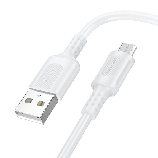 Data and Charging Cable USB-A - microUSB Borofone BX111 Feliz, 18W, 1m, White 