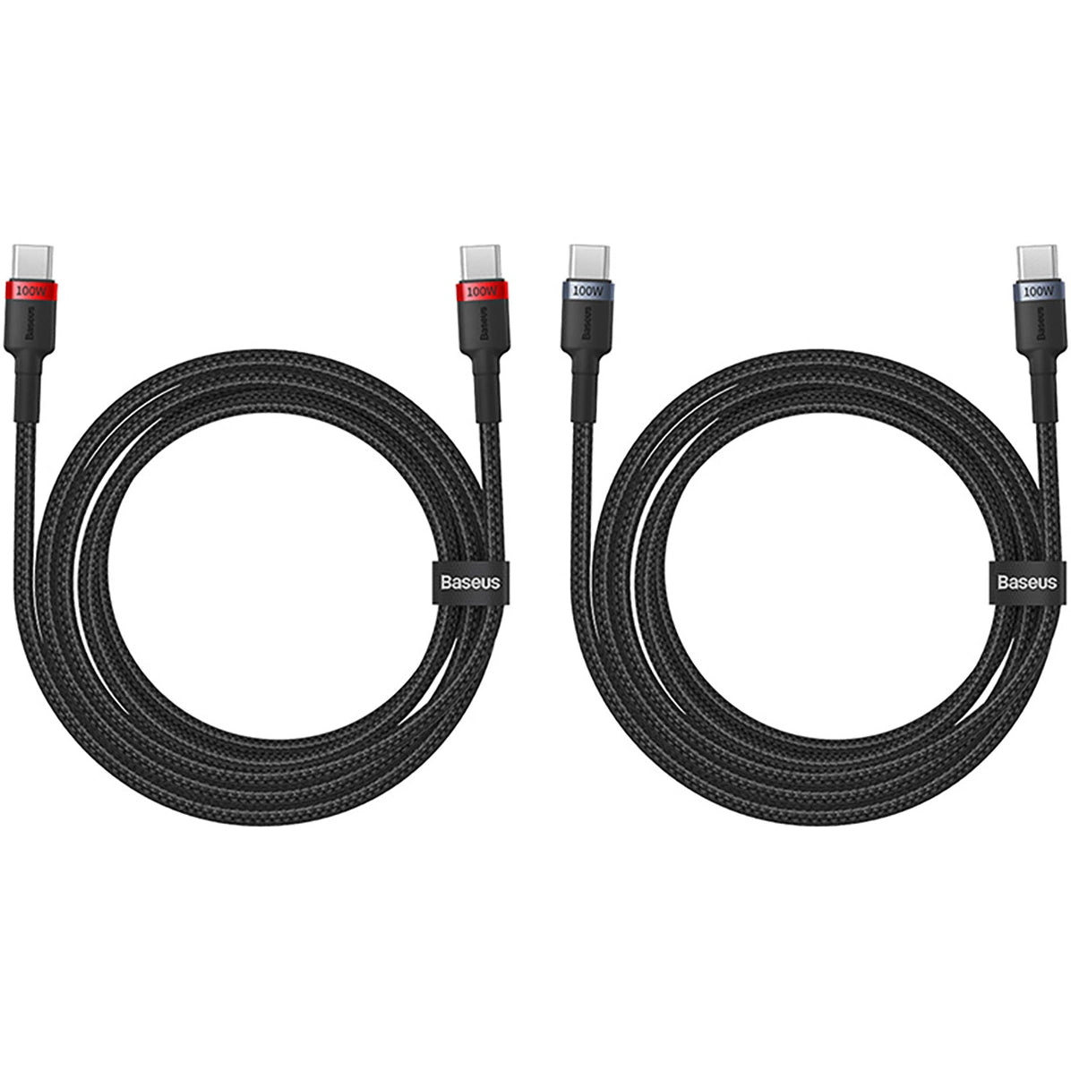 USB-C Data and Charging Cable USB-C - USB-C Baseus Cafule, 100W, 2m, Red, Set 2 pieces