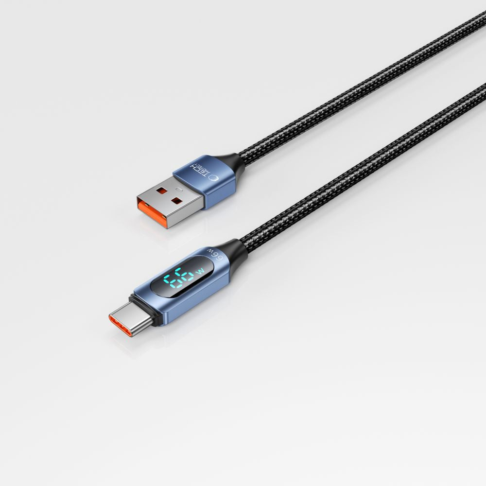 Data and Charging Cable USB-A - USB-C Tech-Protect Ultraboost LED, 66W, 1m, Blue