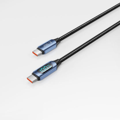 Kabl za Prenos Podataka i Punjenje USB-C - USB-C Tech-Protect Ultraboost LED, 100W, 1m, Plavi