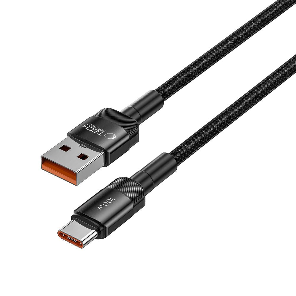 Kabl za Prenos Podataka i Punjenje USB-A - USB-C Tech-Protect Ultraboost EVO, 100W, 0.5m, Crni