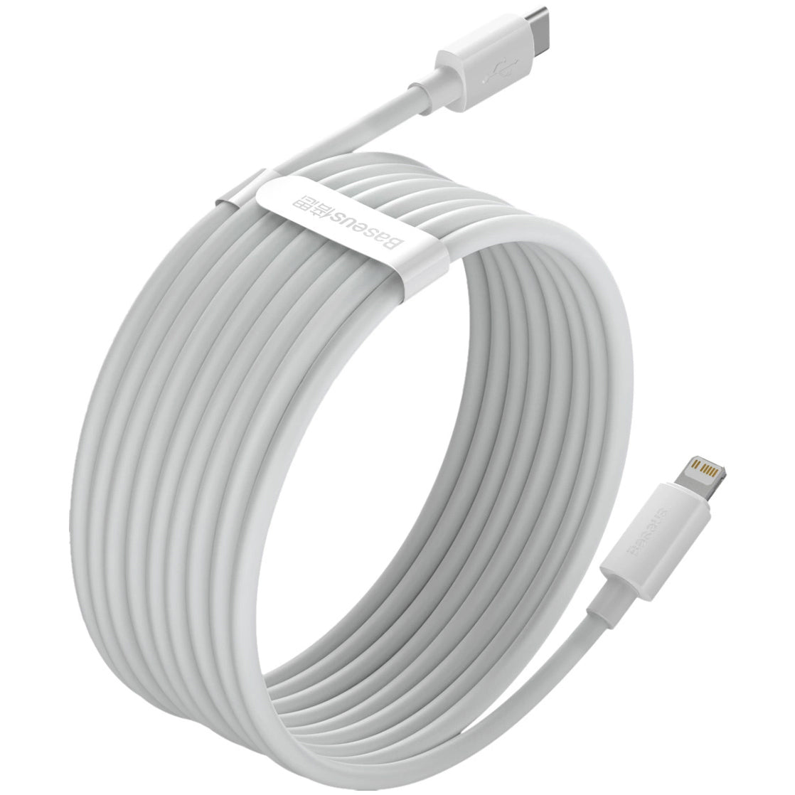 Data and Charging Cable USB-C - Lightning Baseus Simple Wisdom, 20W, 1.5m, Set 2 pieces, White 