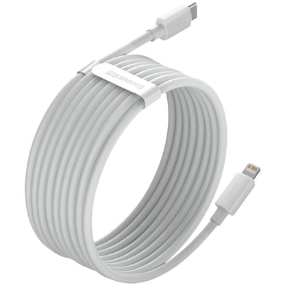 Data and Charging Cable USB-C - Lightning Baseus Simple Wisdom, 20W, 1.5m, Set 2 pieces, White 