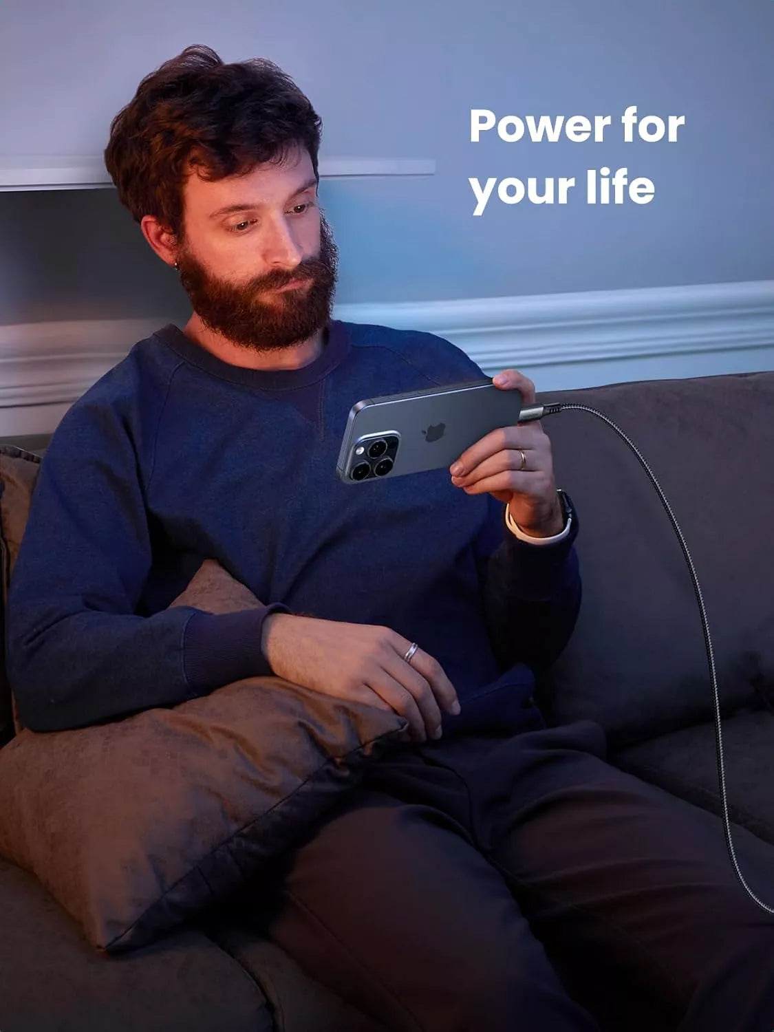 Kabl za Prenos Podataka i Punjenje USB-C - USB-C UGREEN US567, 60W, 2m, Sivi