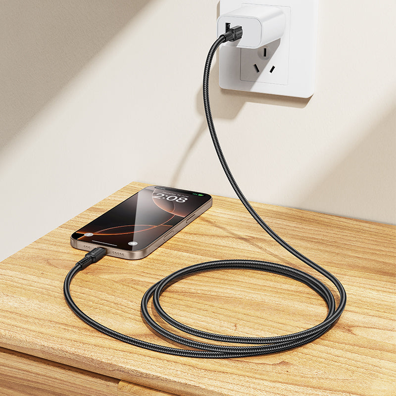 Kabl za prenos podataka i punjenje USB-C - USB-C Borofone BX116 Certain, 60W, 1m, Crni