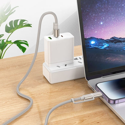 Kabl za podatke i punjenje USB-C / Lightning - USB-C / Led HOCO U138, 60W, 1.2m, Sivi