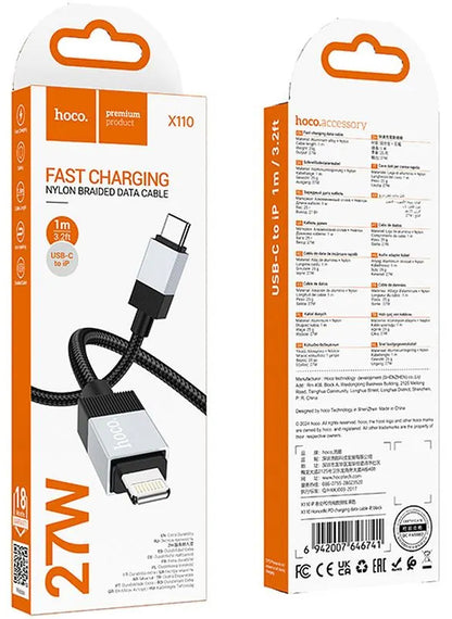 Kabl za podatke i punjenje USB-C - Lightning HOCO X110, 27W, 1m, Crni