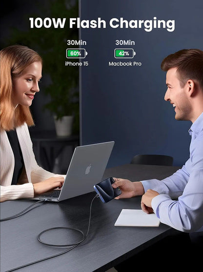 Kabl za prenos podataka i punjenje USB-C - USB-C UGREEN L512, 100W, 0.5m, Sivi