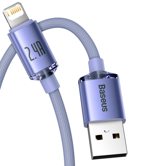 Kabl za podatke i punjenje USB-A - Lightning Baseus Crystal Shine Series, 18W, 2m, Ljubičasti CAJY000105
