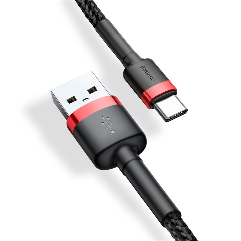Kabl za podatke i punjenje USB-A - USB-C Baseus Cafule, 18W, 3m, Crveni CATKLF-U91